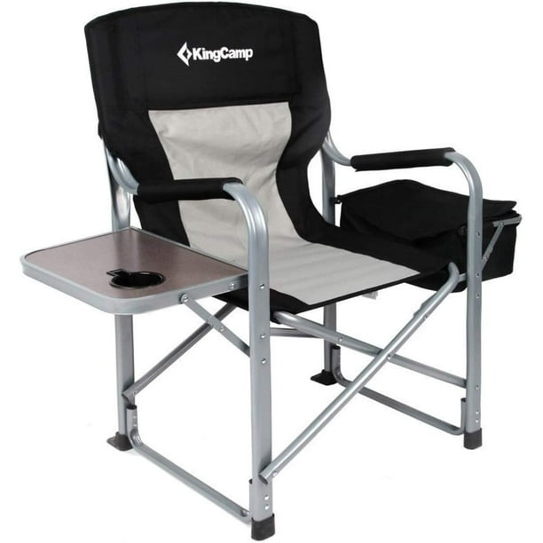 KingCamp Camping Chair Heavy Duty Folding Camp Director Chair Oversize Padded Seat with Side Table and Side Pockets Supports 396 lbs 